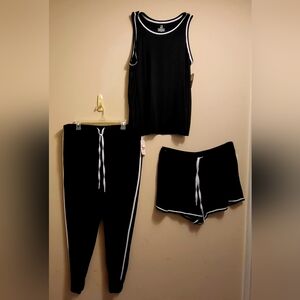 Black Sleepwear Set with White Trim
